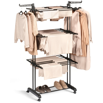 Drying Rack Metal Black Vertical on Wheels 125x170 cm