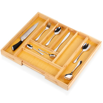 Cutlery Drawer Organiser Sliding Bamboo 35.5-54.5x45.5 cm