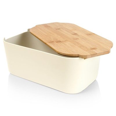 Bread Bin with Bamboo Board Cream 33x18.5x12 cm