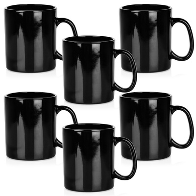 Mugs Glass Black 300 ml 6 pcs