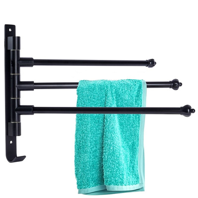 Towel Rail Aluminum Black Rotating 30 cm