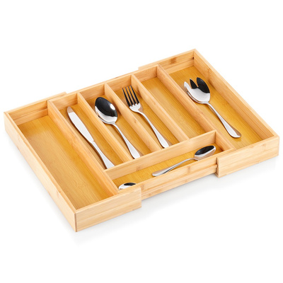 Cutlery Drawer Organiser Sliding Bamboo 28-45x33.5 cm