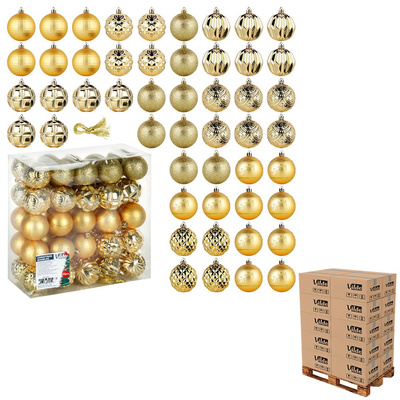 Christmas Baubles Unbreakable Golden 6 cm 50 pcs (pallet of 72 pcs)
