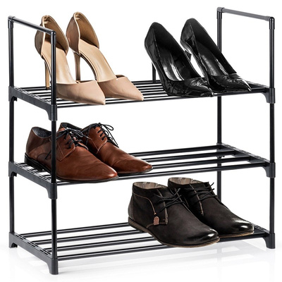 Shoe Rack Metal Black 3-Level 57x28x55 cm