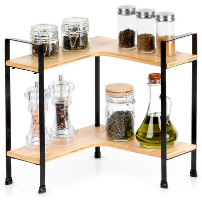 Kitchen Shelf Wooden Corner 2-Level 29.5x29.5x33.5 cm
