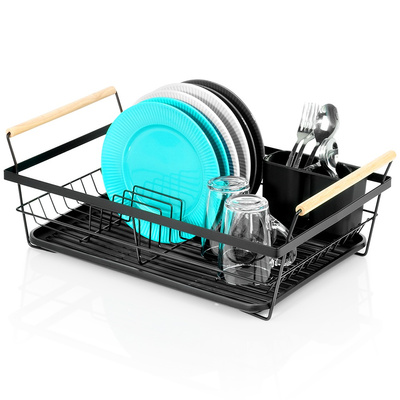 Dish Drainer Rack Black 50.5x33x18 cm