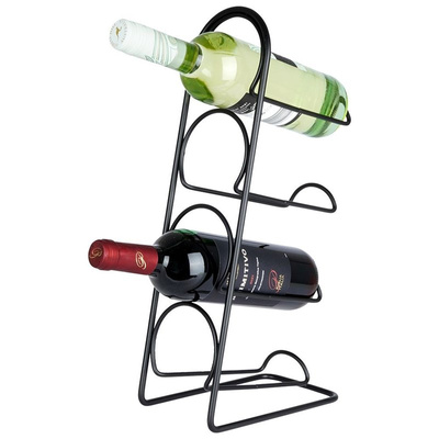 Wine Rack Metal Black 4 Bottles 21x43 cm