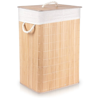 Laundry Basket Bamboo Beige 70 l