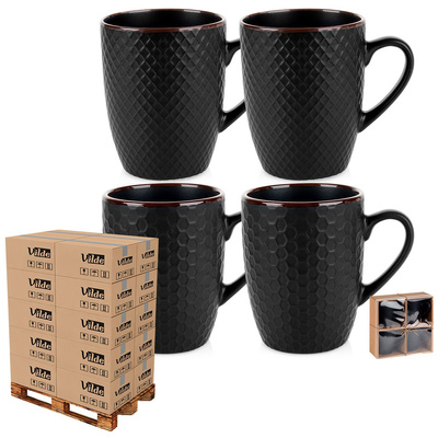 Kubki ceramiczne czarne 400 ml 4 szt. (paleta 320 szt.)