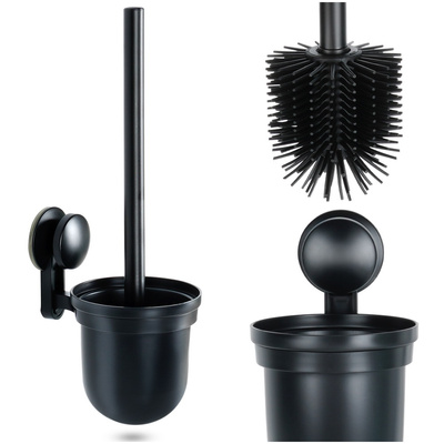 Toilet Brush Silicone with Container Hanging Black 35 cm